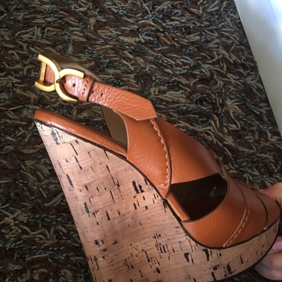Chloe sling back open toe tan wedges - Picture 6 of 6